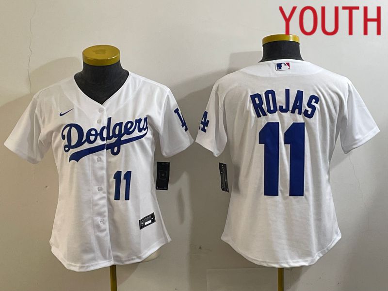 Youth Los Angeles Dodgers #11 Rojas White Game 2024 Nike MLB Jersey style 3